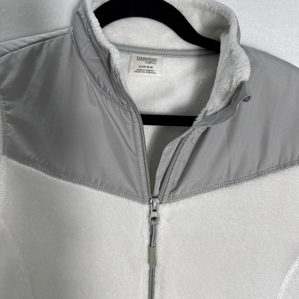 Danskin Womens Small Long Sleeve, Full Zipper Fleece White With Gray - Picture 3 of 15